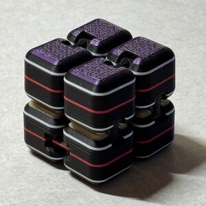 NWT 3D Printed Infinity Cube Fidget Toy – Black, Purple & Gold Colorway